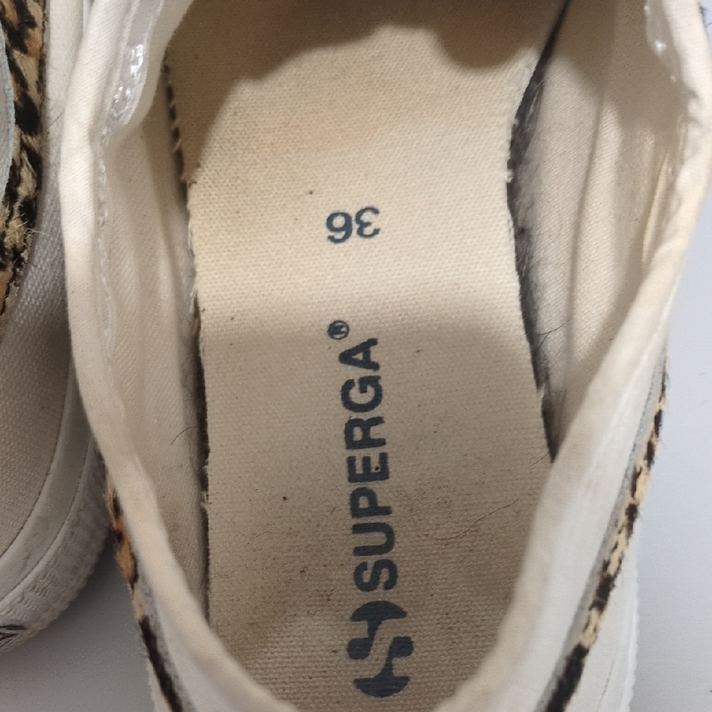 Superga Women's Sneakers - White and Tan Leopard - Picture 4 of 9